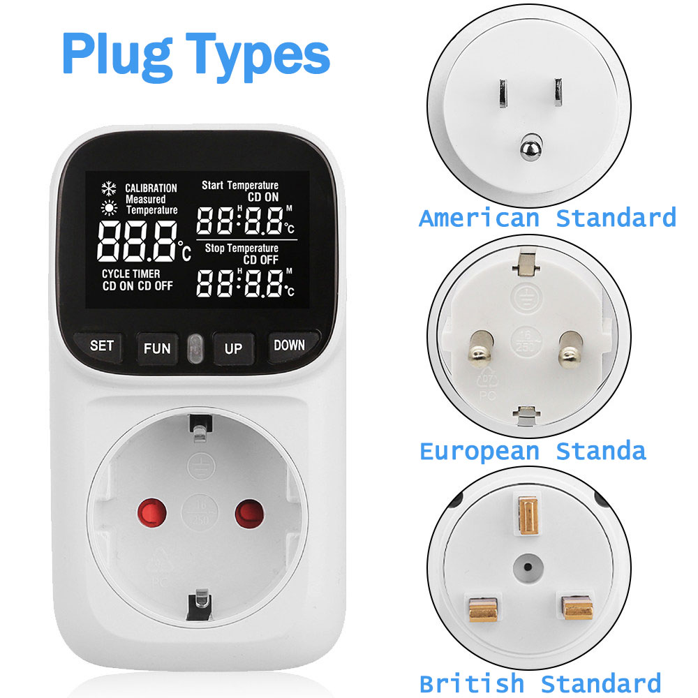 digital display smart temperature control socket thermostat switch heating boiler temperature controller aquarium pet heating thermostat