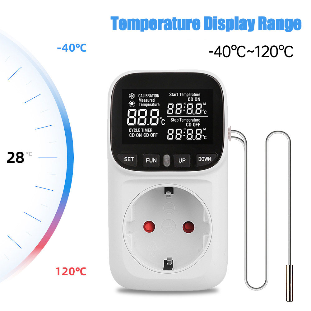 digital display smart temperature control socket thermostat switch heating boiler temperature controller aquarium pet heating thermostat