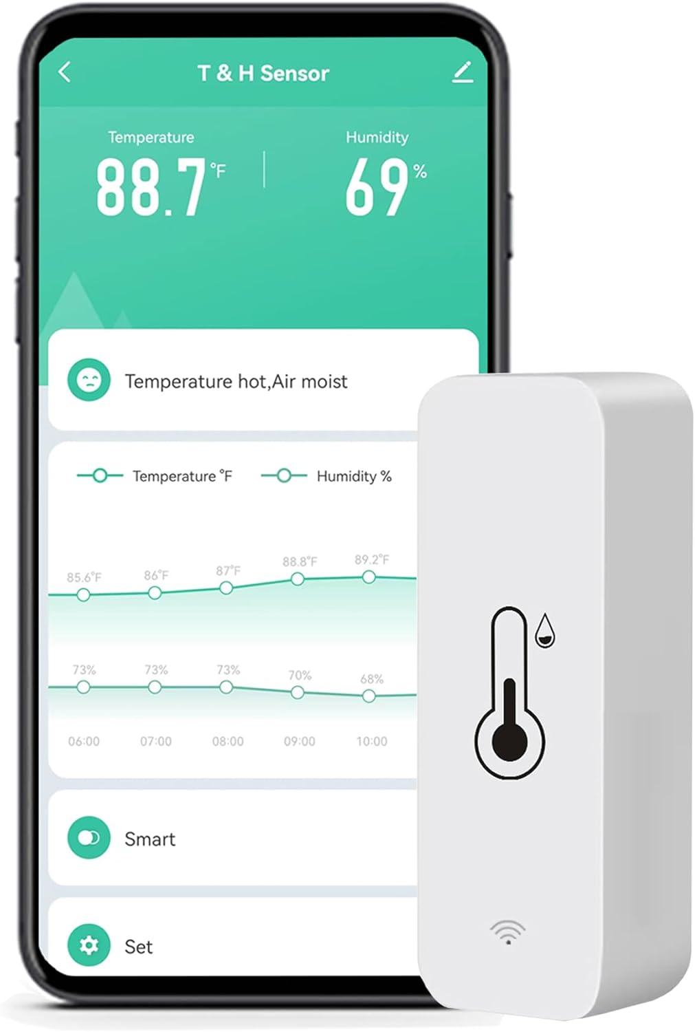 wifi humidity temperature monitor: smart hygrometer thermometer for remote monitor and alert, high precision indoor thermometer with tuya app, no hub required, compatible with alexa (1 pack) wifi humidity temperature monitor: smart hygrometer thermometer for remote monitor and alert, high precision indoor thermometer with tuya app, no hub required, compatible with alexa (1 pack)