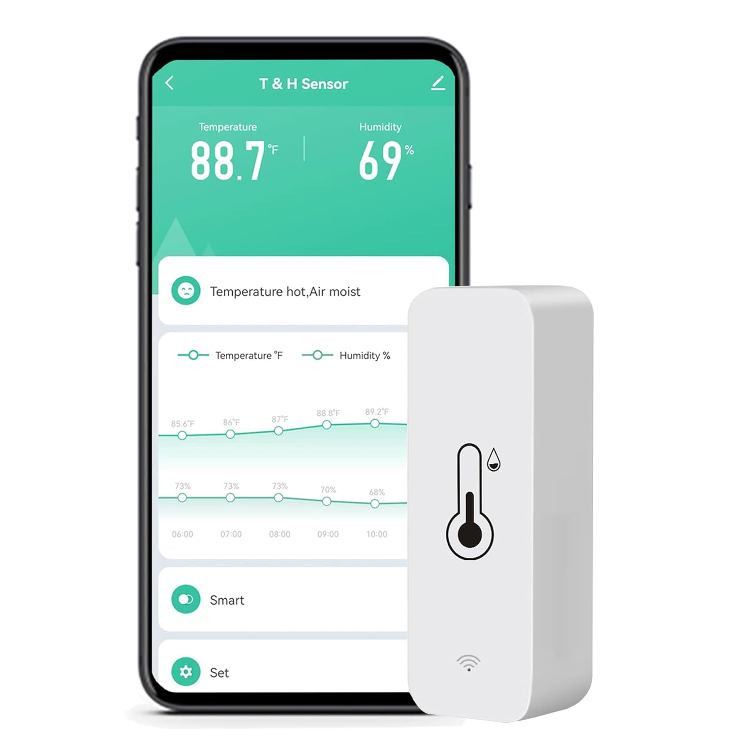 wifi humidity temperature monitor: smart hygrometer thermometer for remote monitor and alert, high precision indoor thermometer with tuya app, no hub required, compatible with alexa (1 pack) wifi humidity temperature monitor: smart hygrometer thermometer for remote monitor and alert, high precision indoor thermometer with tuya app, no hub required, compatible with alexa (1 pack)