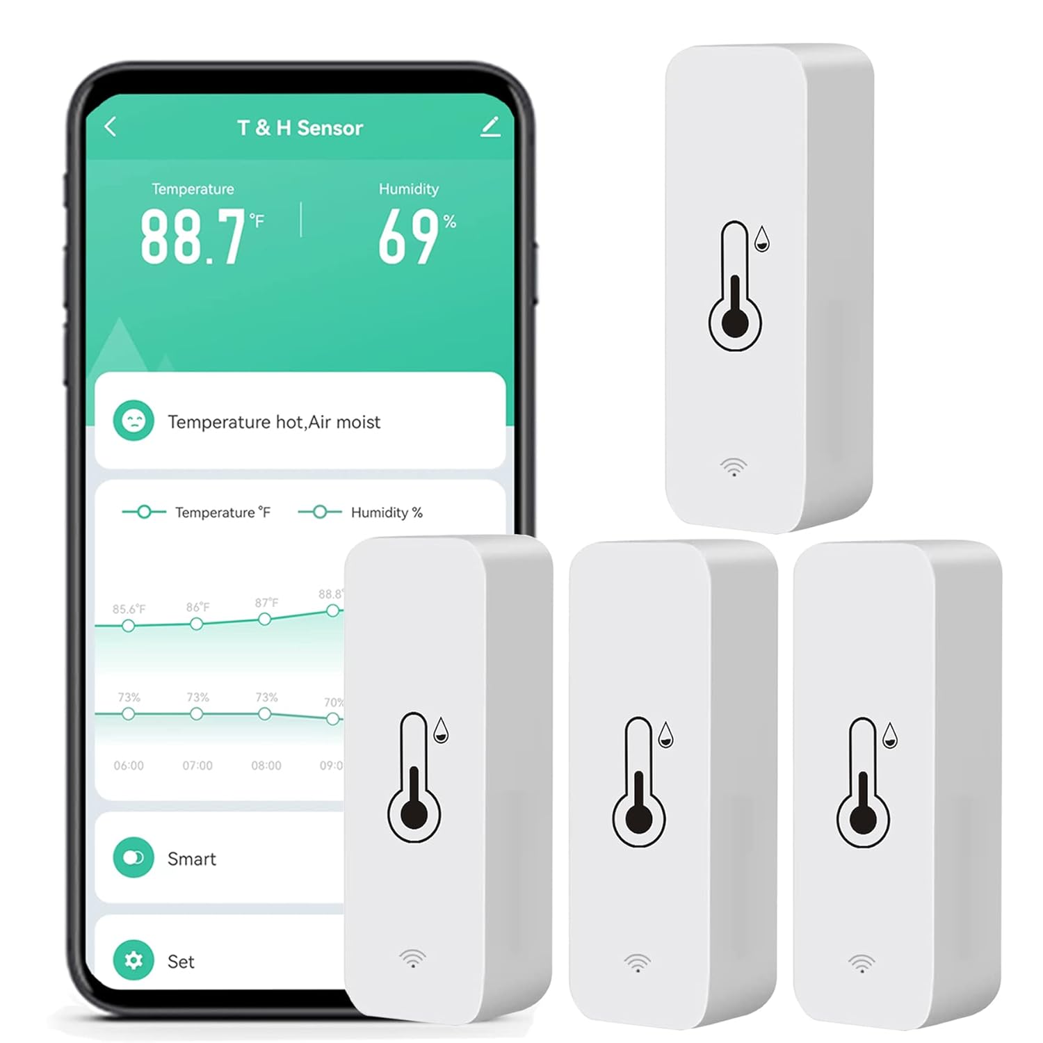 wifi humidity temperature monitor: smart hygrometer thermometer for remote monitor and alert, high precision indoor thermometer with tuya app, no hub required, compatible with alexa (1 pack) wifi humidity temperature monitor: smart hygrometer thermometer for remote monitor and alert, high precision indoor thermometer with tuya app, no hub required, compatible with alexa (1 pack)