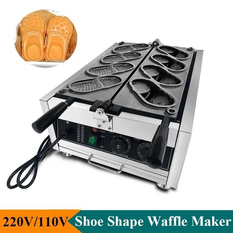 electric shoes shape waffle making machine non stick coating 4pcs shoe shaped bread maker baker commercial electric shoes shape waffle making machine non stick coating 4pcs shoe shaped bread maker baker commercial
